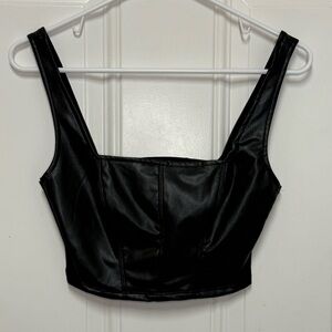 Free People Intimately Black Faux Leather Bustier Cropped Top Size XS